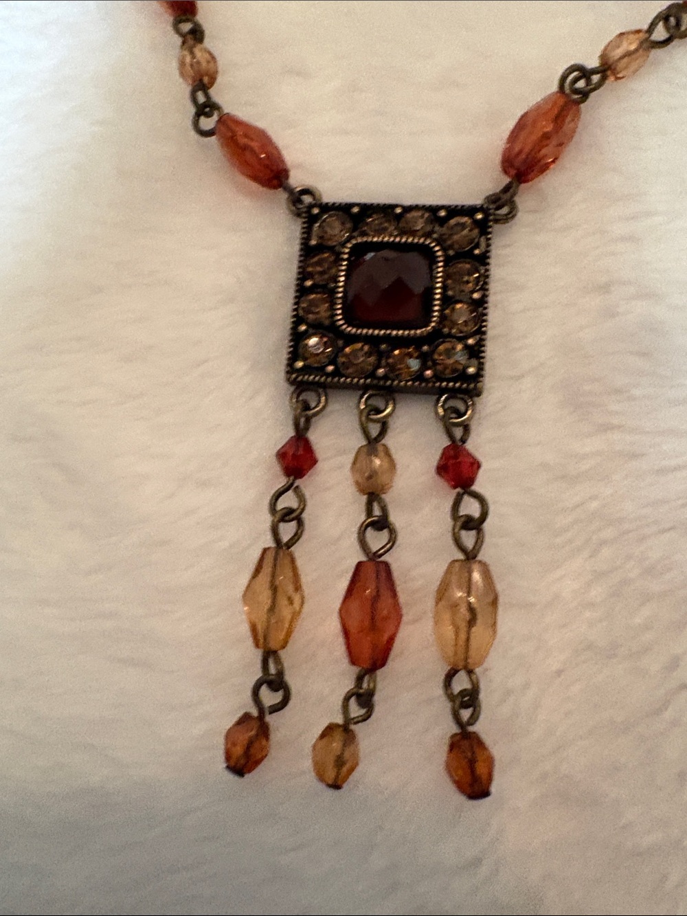Women’s Orange Beaded Pendant Necklace